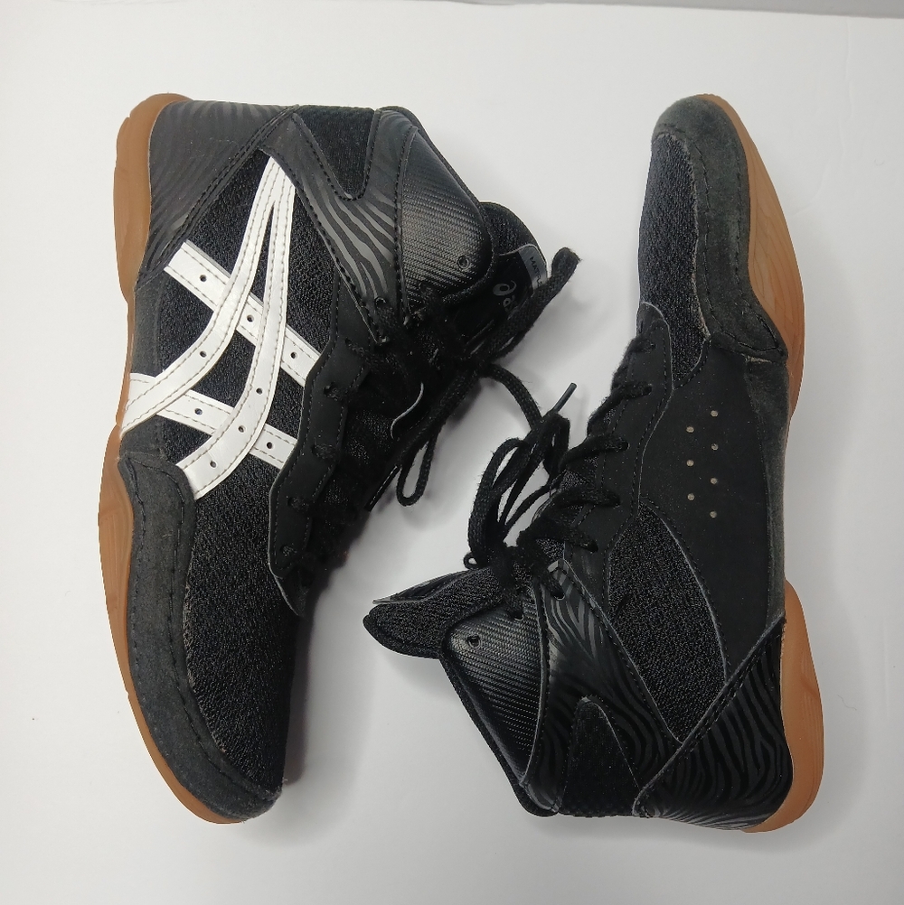Asics Matflex 6 Wrestling Shoes Kids‎ Size 6 Black White 1084A011 High Top
